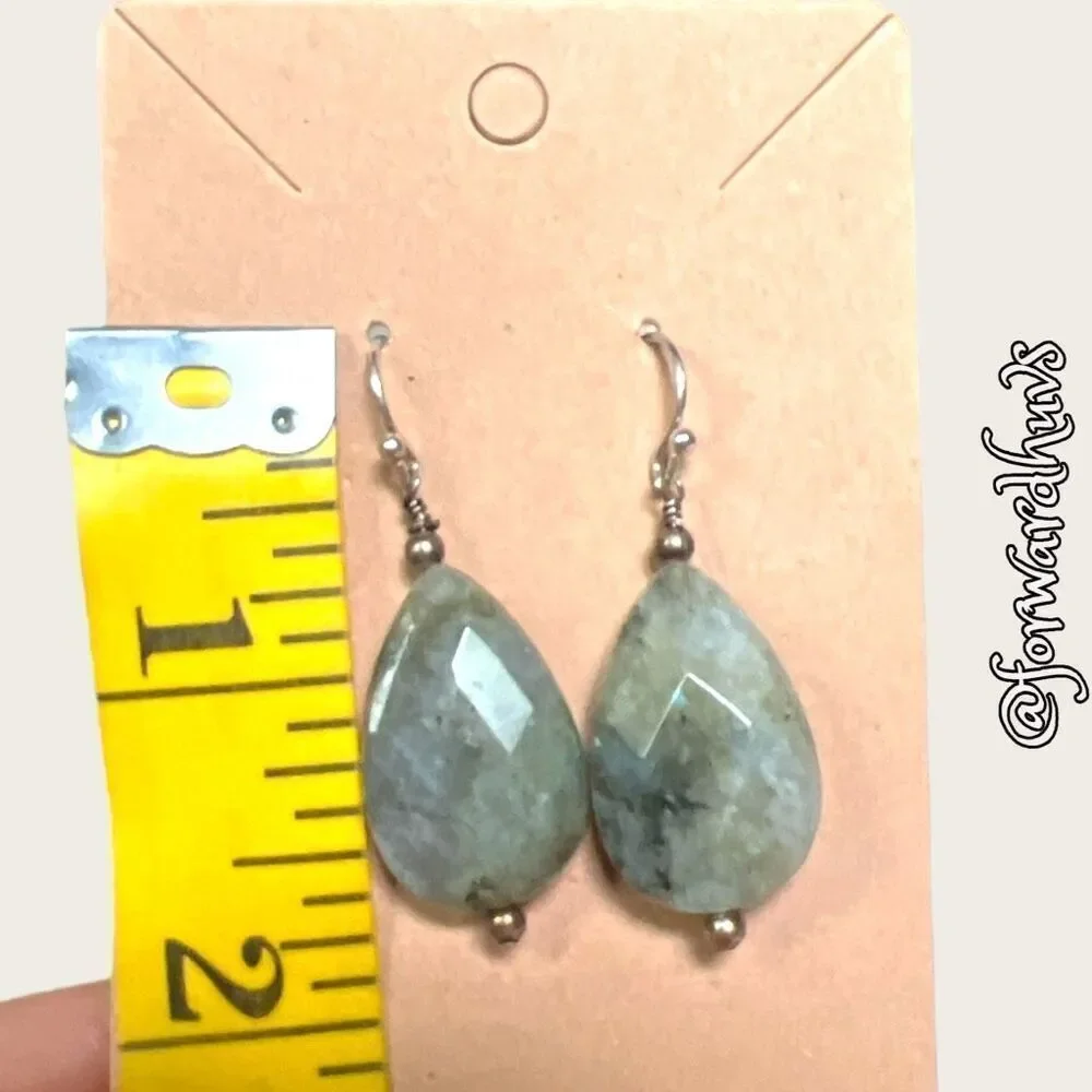 Faceted *Labradorite Stone Dangle Earrings – Elegant